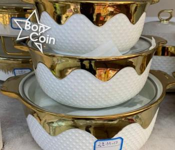 Assiettes de service en porcelaine Dorée