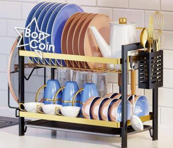Range vaisselle en acier doré